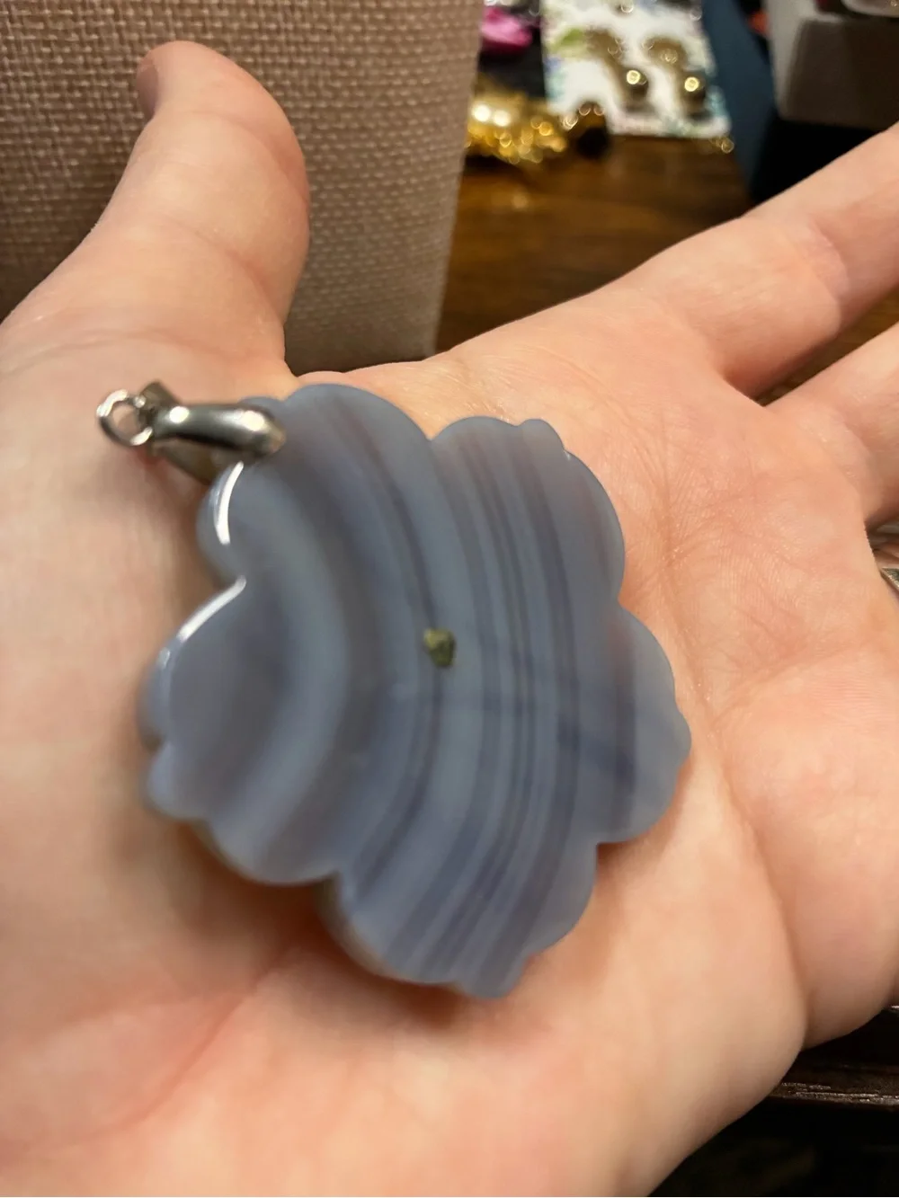 Gray Agate Flower Pendant